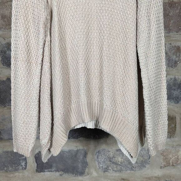 ANTHROPOLOGIE Moth Sweater Woman's Size Large Tan Shark Bite Hem Long Sleeve - Picture 4 of 12